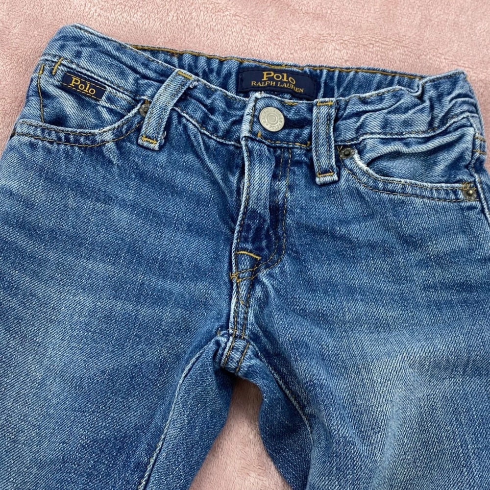 Polo Ralph Lauren Jeans Girls 3T Astor Slim Boyfriend Blue Jeans Logo Print